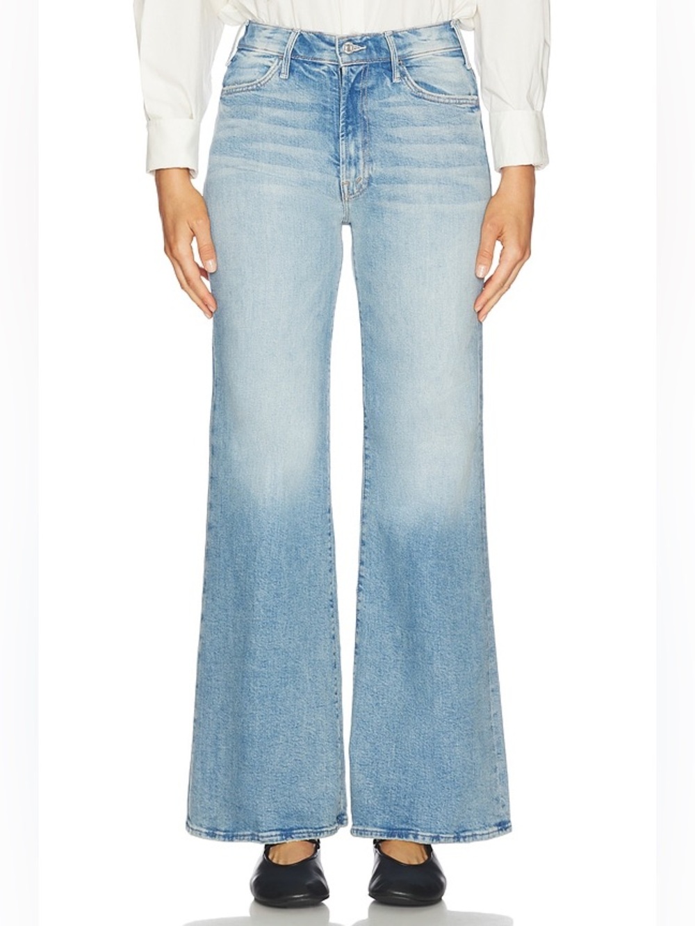 MOTHER The Hustler Roller Sneak Jeans Confess High Rise Wide Leg Size 30